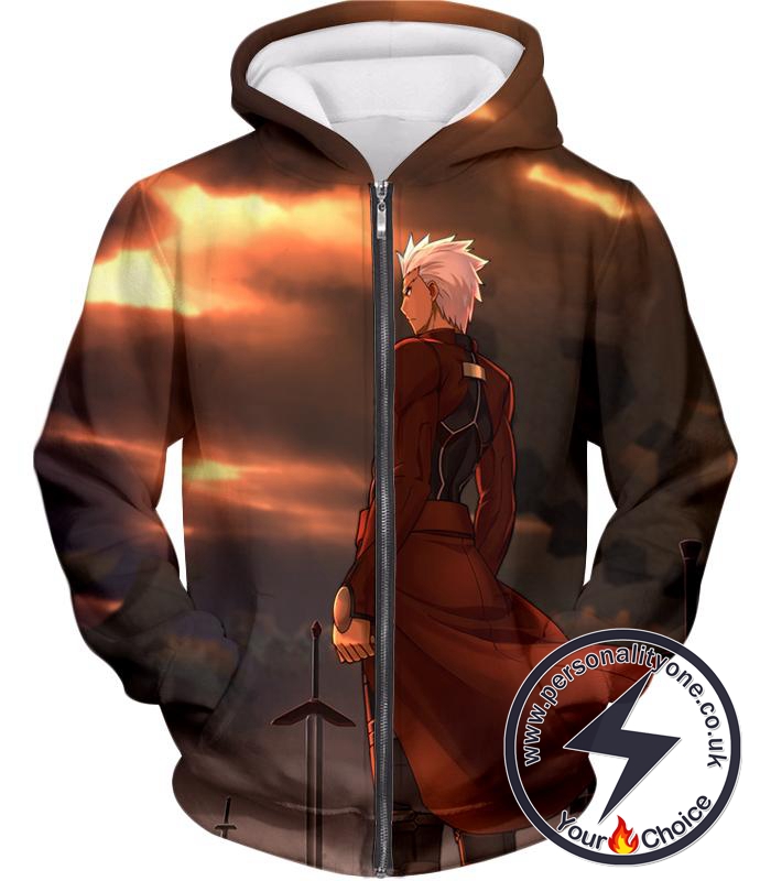 Fate Stay Night Handsome Archer Evil Shirou Emiya Cool Zip Up Hoodie